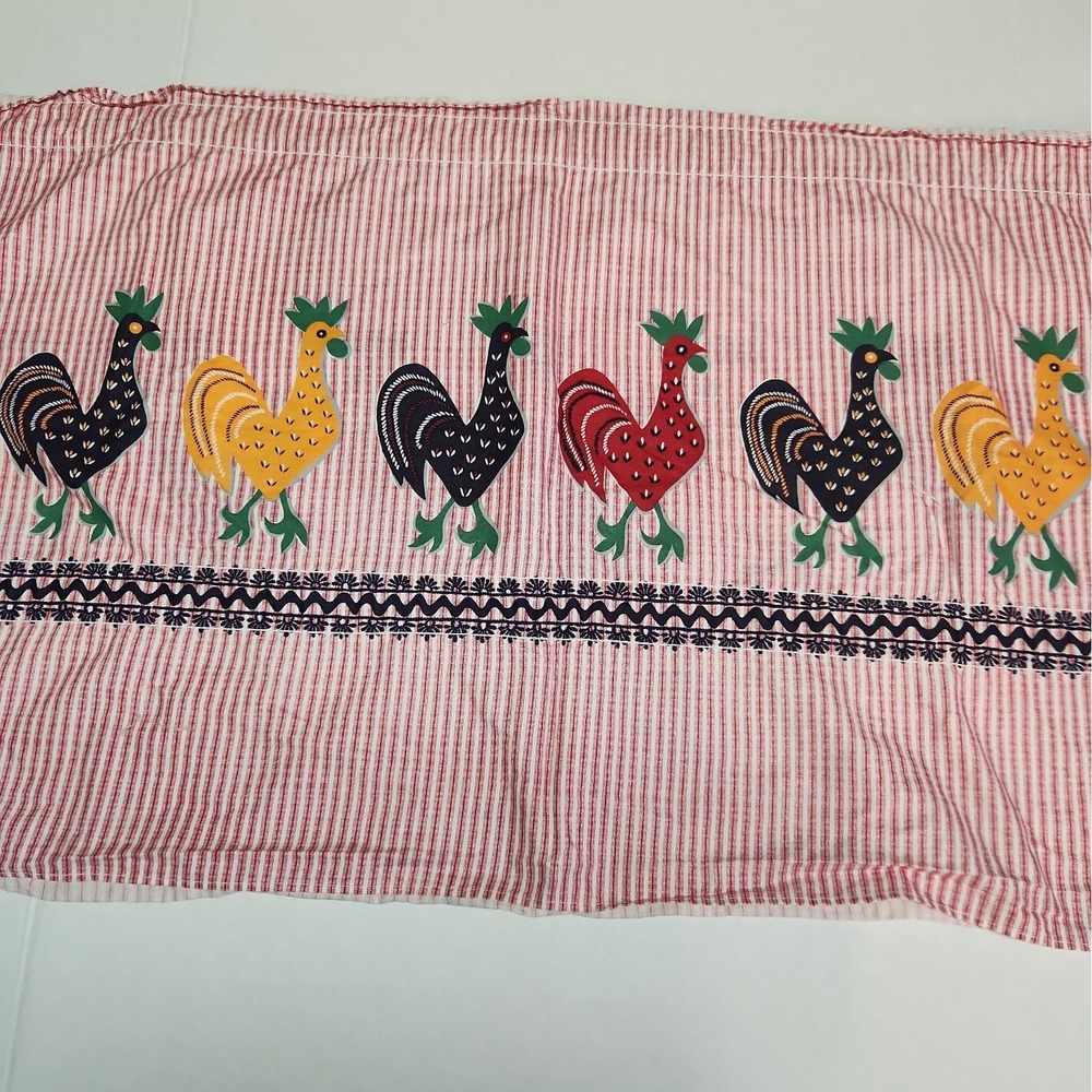Handmade Mid Century Curtain Valance Farmhouse Cottage Granny Rooster 70s VTG